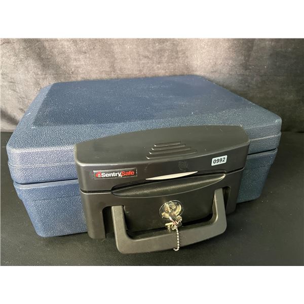 SentrySafe Locking Fire-Safe Box with 2 Keys - 14" x 11" Size - Navy Blue