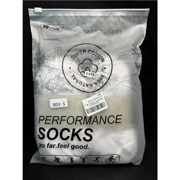 10-Pack of 100% Cotton Performance Invisible Wear Socks - New