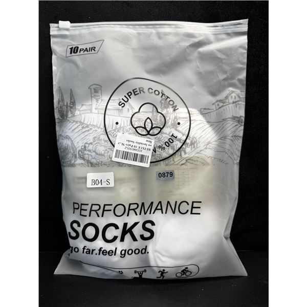 10-Pack of 100% Cotton Performance Invisible Wear Socks - New