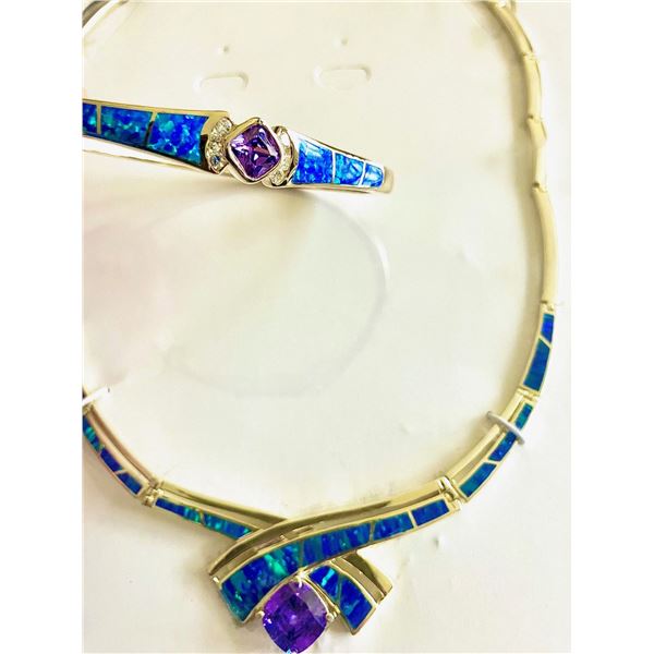 JEWELRY – CRUSHED OPAL SET MADE FROM SILVER & 14kt GOLD