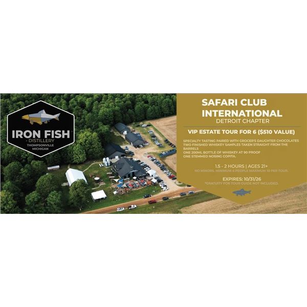 MICHIGAN – IRON FISH DISTILLERY TOUR FOR UP TO 6 PEOPLE & $200 Airbnb Certificate