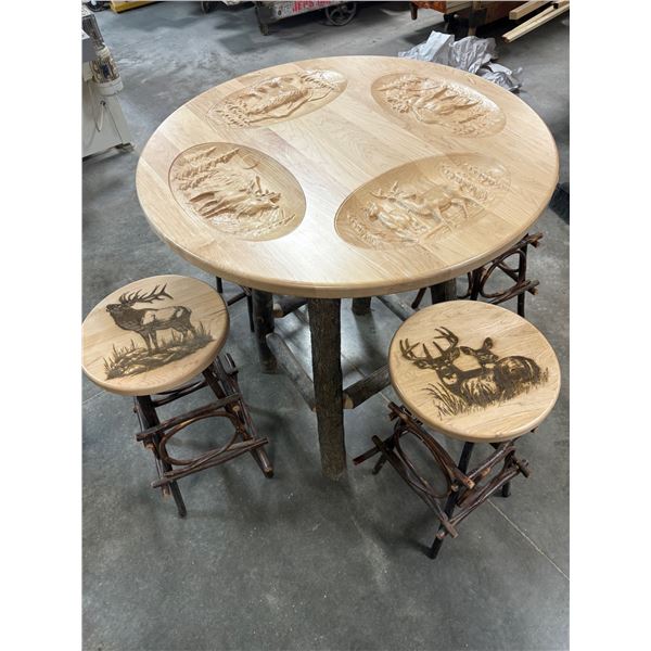 PUB TABLE WITH 4 BAR STOOLS