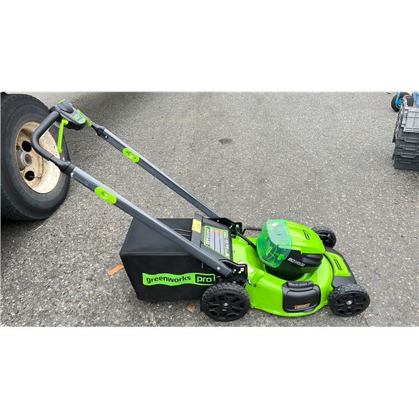 GREENWORKS PRO 21" ELECTRIC LAWNMOWER WITH BATTERY *WORKING CONDITION UNKNOWN/NO CHARGER*