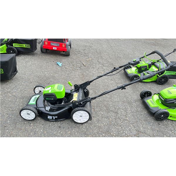 GREENWORKS PRO 21  ELECTRIC LAWNMOWER WITH BATTERY *WORKING CONDITION UNKNOWN/NO CHARGER/NO BAG*