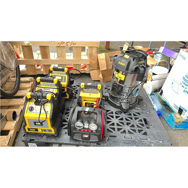 PALLET OF CAT POWER STATIONS & A DEWALT WET/DRY VACUUM *WORKING CONDITION UNKNOWN/MAY BE MISSING