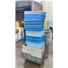 Image 1 : FIVE PLASTIC FOLDING TOP BINS & A STACK OF RUBBERMAID TOTES