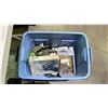 Image 2 : TWO PLASTIC TOOL BOXES, RED METAL TOOL BOX & RUBBERMAID TOTE WITH ASSORTED SMALL HAND TOOLS,
