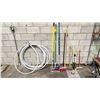 Image 1 : 3/4" PLASTIC PIPE, WASH BRUSH, BROOM, PAINT ROLLER, WINDOW SQUEEGEE & MORE