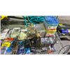 Image 3 : SHELF OF COVERALLS, TAPE, EAR PLUGS, P100 MASK FILTERS, NAILS, SCREWS & MORE