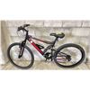 Image 2 : HYPER 26 SHOCKER RED + BLACK 18 SPEED BIKE *NO PEDALS/REAR TIRE TUBE LOOSE*