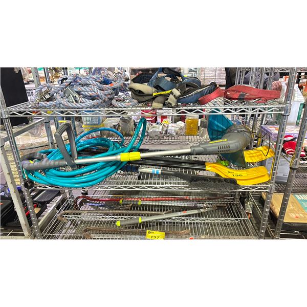 4 OARS, GARDEN HOSE & YARDWORKS ELECTRIC TRIMMER