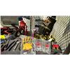 Image 2 : SHELF OF SCREWDRIVERS, COMBINATION WRENCHES, JUMPER CABLES, FATCO DOORKNOB, CAT RATCHET STRAPS,