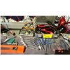Image 3 : SHELF OF SCREWDRIVERS, COMBINATION WRENCHES, JUMPER CABLES, FATCO DOORKNOB, CAT RATCHET STRAPS,