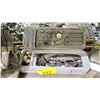 Image 3 : VARIABLE MULTI SPEED DREMEL WITH ATTACHMENTS, TOOL BAG OF SMALL HAND TOOLS, JUMPER CABLES, SANDER,