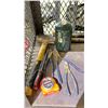Image 5 : VARIABLE MULTI SPEED DREMEL WITH ATTACHMENTS, TOOL BAG OF SMALL HAND TOOLS, JUMPER CABLES, SANDER,