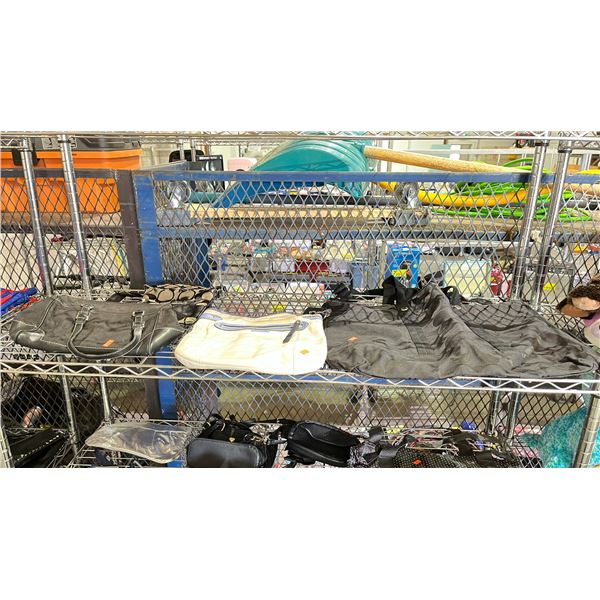 SHELF OF ASSORTED HANDBAGS