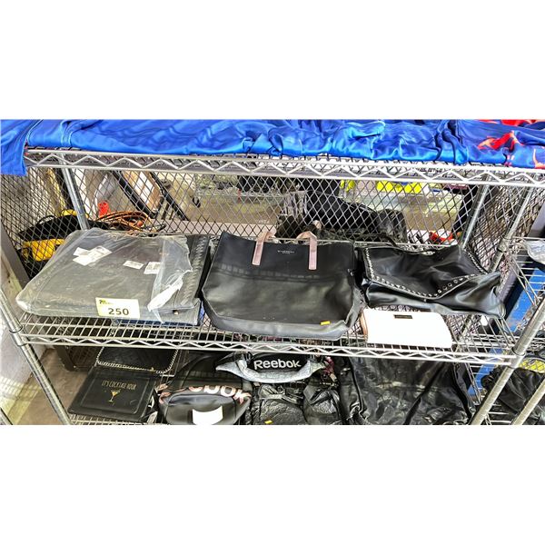 SHELF OF ASSORTED HAND BAGS