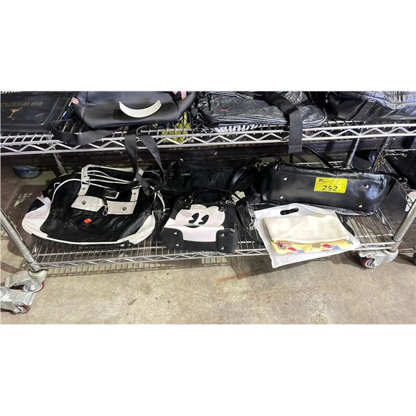 SHELF OF ASSORTED HANDBAGS
