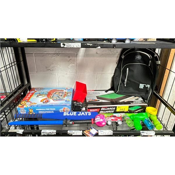 TABLE TOP BILLIARDS, PAW PATROL MARSHALL FIRE TRUCK, BACK PACK, BUBBLES & MORE
