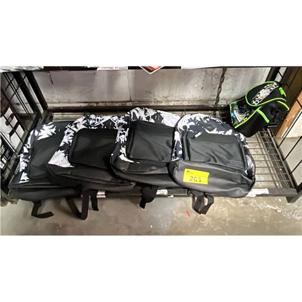 FOUR BACKPACKS & A LUNCH KIT