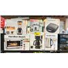 Image 1 : SHELF OF SMALL APPLIANCES - KETTLE, COFFEE MAKER, SANDWICH MAKER, RICE COOKER, SIX SPEED BLENDER &