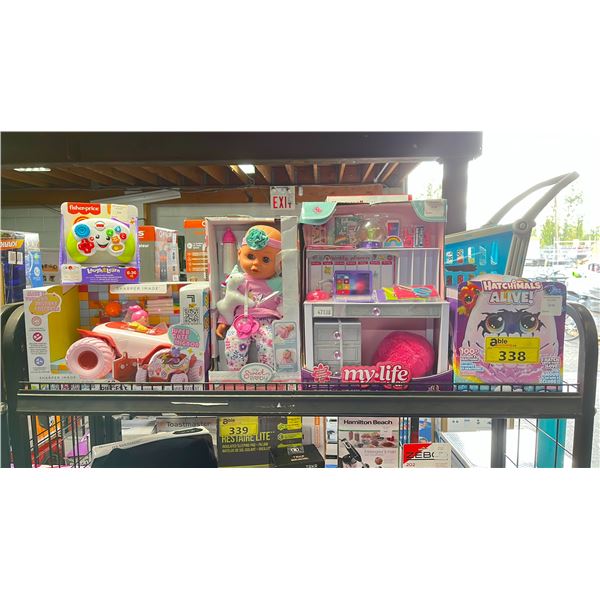SHELF OF ASSORTED CHILDRENS TOYS