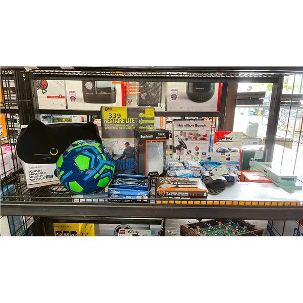 SQUISHY MASSAGER, SOCCER BALL, LANTERN, SLEEP PAD, BATTERIES & MORE