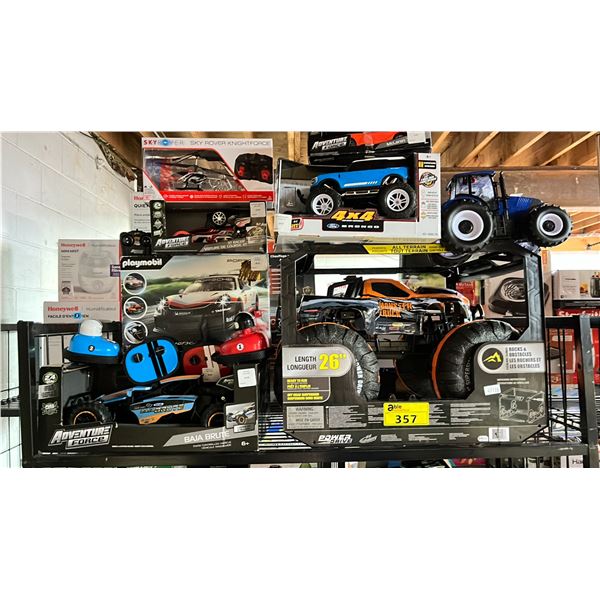 SHELF OF RC VEHICLES & CHILDRENS TOYS