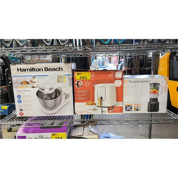 SHELF OF SMALL APPLIANCES - AIR FRYER, STAND MIXERS & BLENDER