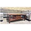 Image 1 : DARK WOODEN COFFEE TABLE WITH 2 DRAWERS - APPROX. 48"W X 30"D X 18 1/2"H