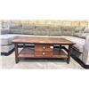 Image 2 : DARK WOODEN COFFEE TABLE WITH 2 DRAWERS - APPROX. 48"W X 30"D X 18 1/2"H