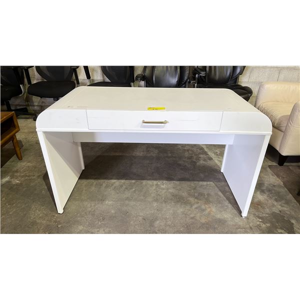 WHITE DESK WITH SINGLE DRAWER - APPROX. 54"W X 23"D X 32"H
