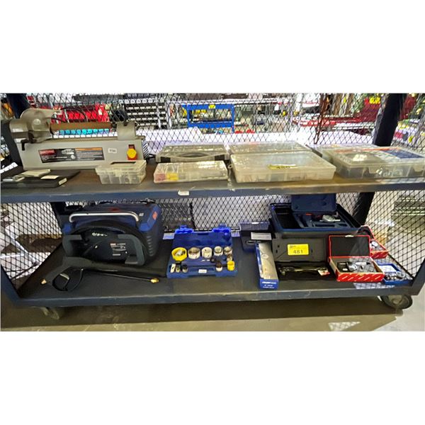 COLEMAN ELECTRIC PRESSURE WASHER, HOLESAWS & ASSORTED MEASURING DEVICES