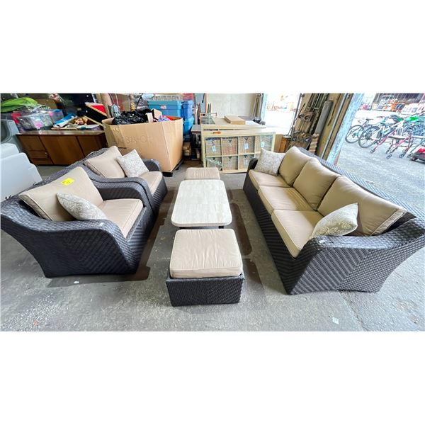6 PIECE RATTAN PATIO SET