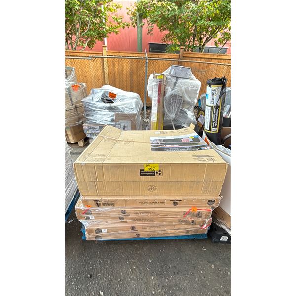 PALLET OF FAUX WOOD DINING TABLES & MEMORY FOAM FUTON *MUST TAKE ALL ON PALLET*