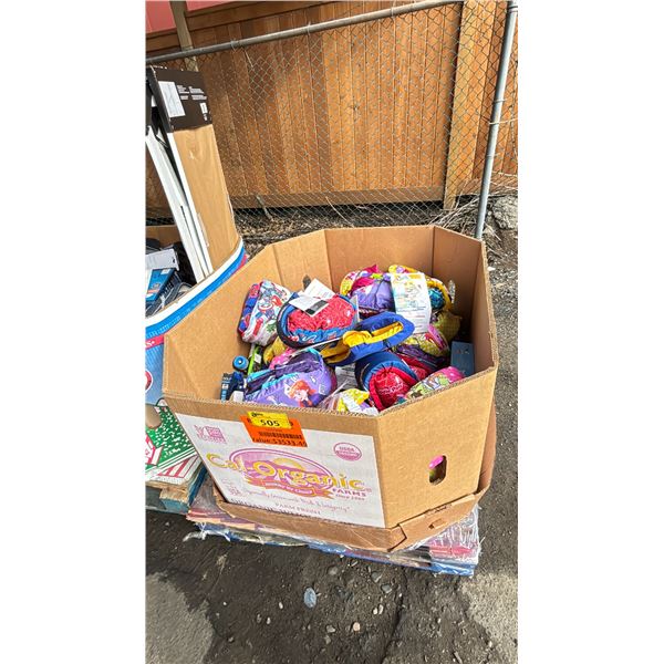 PALLET OF PADDLE PALS, SNOW INFLATABLES, SKATEBOARD & MORE *MUST TAKE ALL ON PALLET*