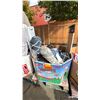 Image 1 : PALLET OF GARMENT RACK, CARPET, AREA RUG, DISHWARE, BRITA FILTER, BEDDING, FULL LENGTH MIRROR &