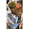 Image 2 : PALLET OF GARMENT RACK, CARPET, AREA RUG, DISHWARE, BRITA FILTER, BEDDING, FULL LENGTH MIRROR &