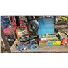 Image 2 : SHELF OF COTTER PINS, CHOP SAW, BENCH VICE & RATCHETING CHAIN HOISTS