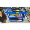 Image 1 : BLUE 3 TIER MOBILE UTILITY CART WITH CONTENTS