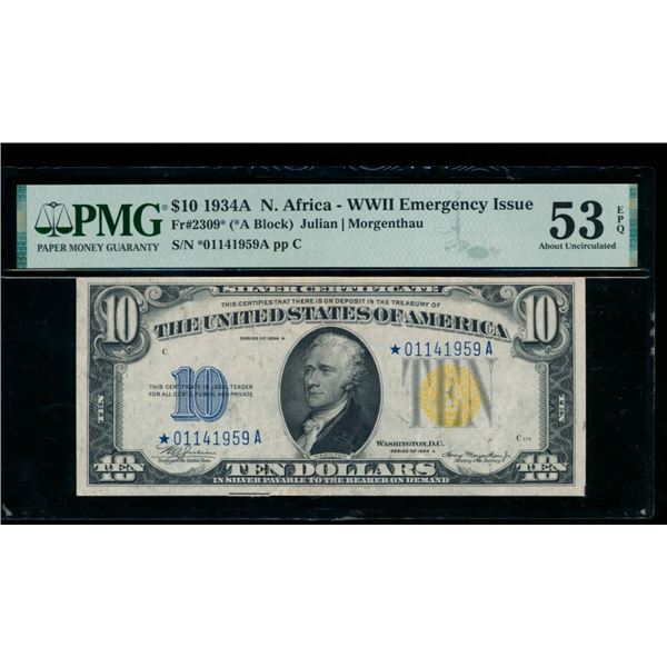 1934A $10 STAR N Africa FRN PMG 53EPQ