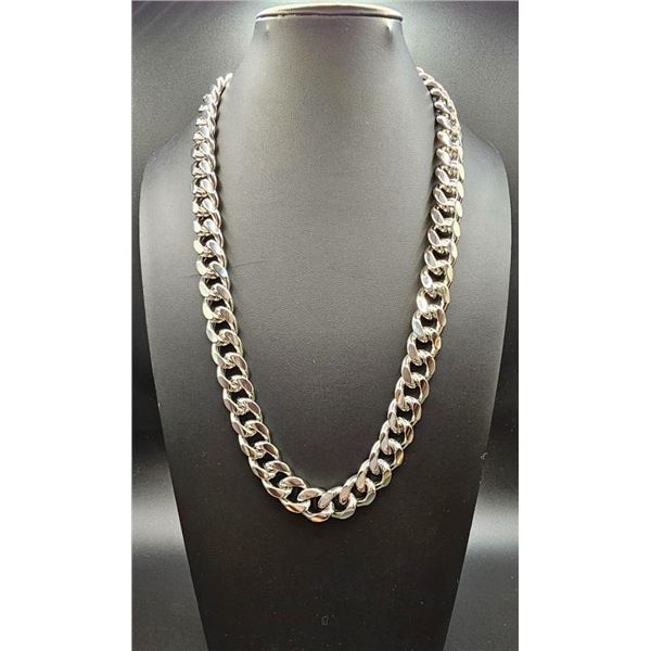 Huge 229.2 14 Kt White Gold Plate Cuban Link Necklace