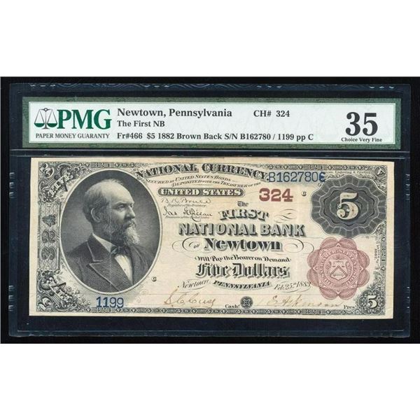 1882 $5 Newton PA National PMG 35