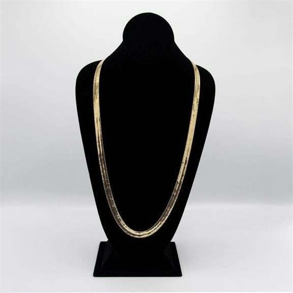 Huge 43.5 Gram 14 Kt Gold Plated Herringbone Necklace