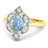 Image 2 : 14KT Yellow Gold 0.96ctw Aquamarine and Diamond Ring