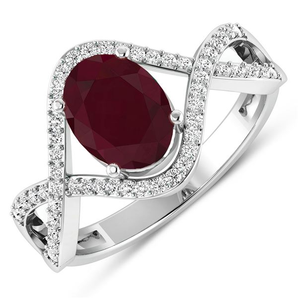 14KT White Gold 1.5ctw Ruby and Diamond Ring