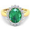 Image 2 : 14KT Yellow Gold 3.14ctw Zambian Emerald and Diamond Ring