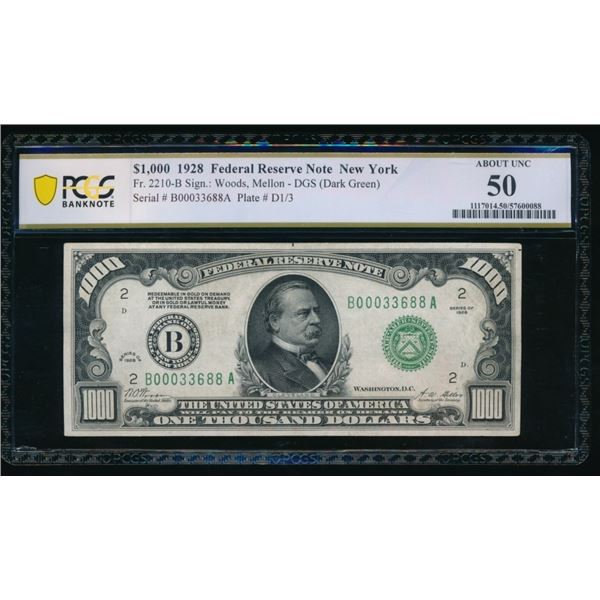 1928 $1000 New York FRN PCGS 50