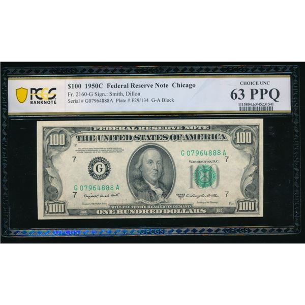 1950C $100 Chicago FRN PCGS 63PPQ