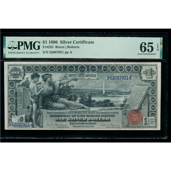 1896 $1 Educational Silver Certificate PMG 65EPQ